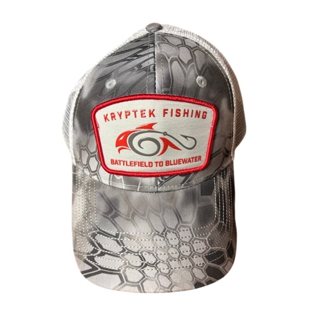 Kryptek Fishing Trucker Hat Gray Camo Mesh Snapback Battlefield To Bluewater